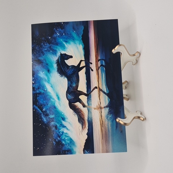 4x6 Stallion Horse On The Beach Under The Stars Watercolor Oil Painting Print - Picture 6 of 6